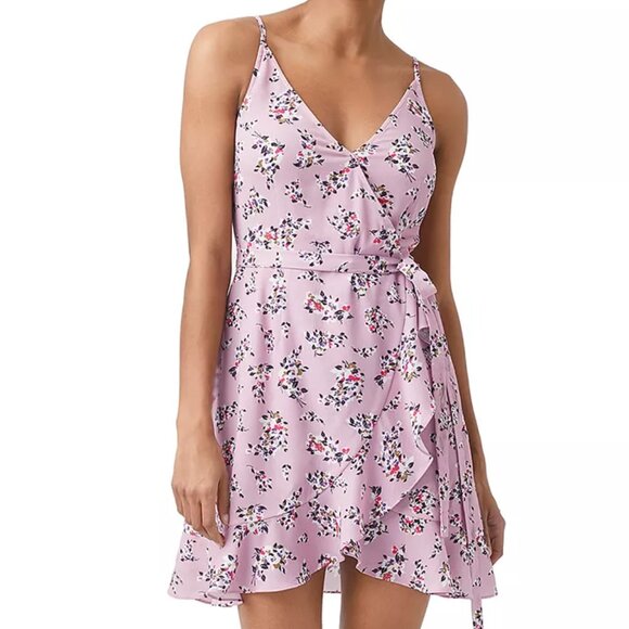 NWT French Connection River Daisy Verona Ruffled Mini Dress in Mauve Mist Floral - Picture 1 of 7
